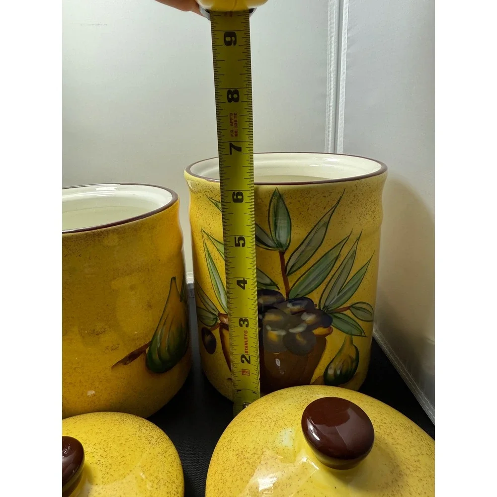 Vintage Italian Style Yellow Cookie Jars‎ Kitchen Storage Canisters Set of 3